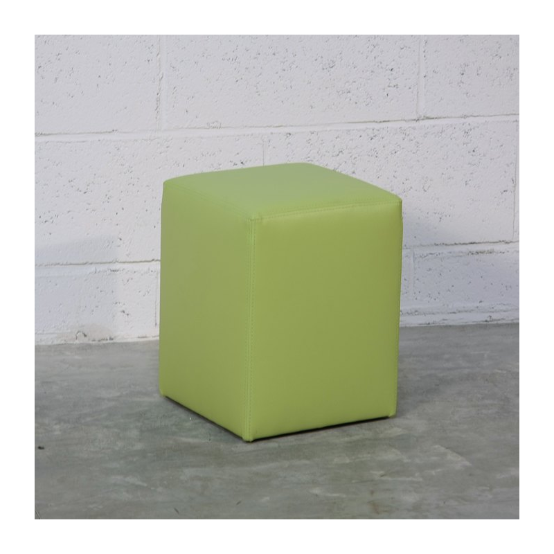 Pouf carré en vinyle vert – Quadra