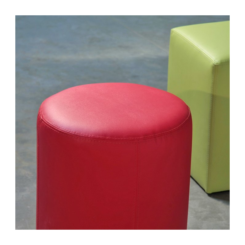 Pouf rond rouge en vinyl – Rondo