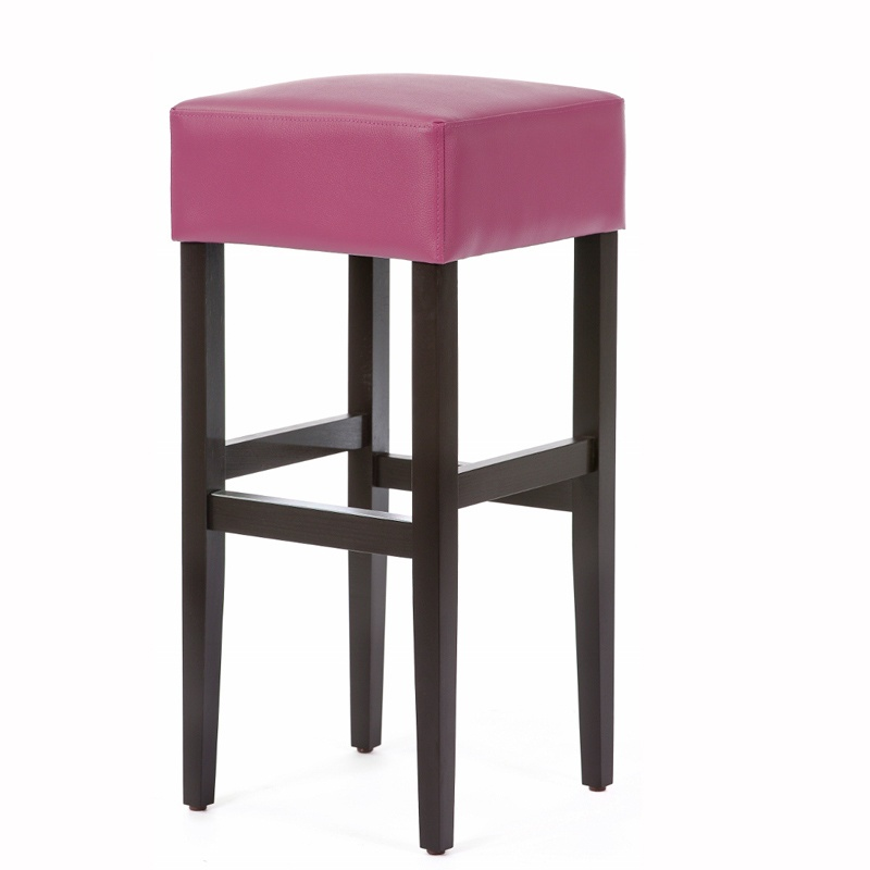 Tabouret de bar sans dossier en vinyl et bois - Max