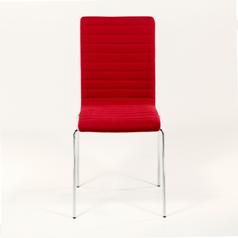 Chaise empilable en tissu rouge et acier chromé - Krono Midj®