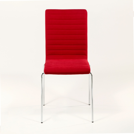 Chaise empilable en tissu rouge et acier chromé - Krono Midj®