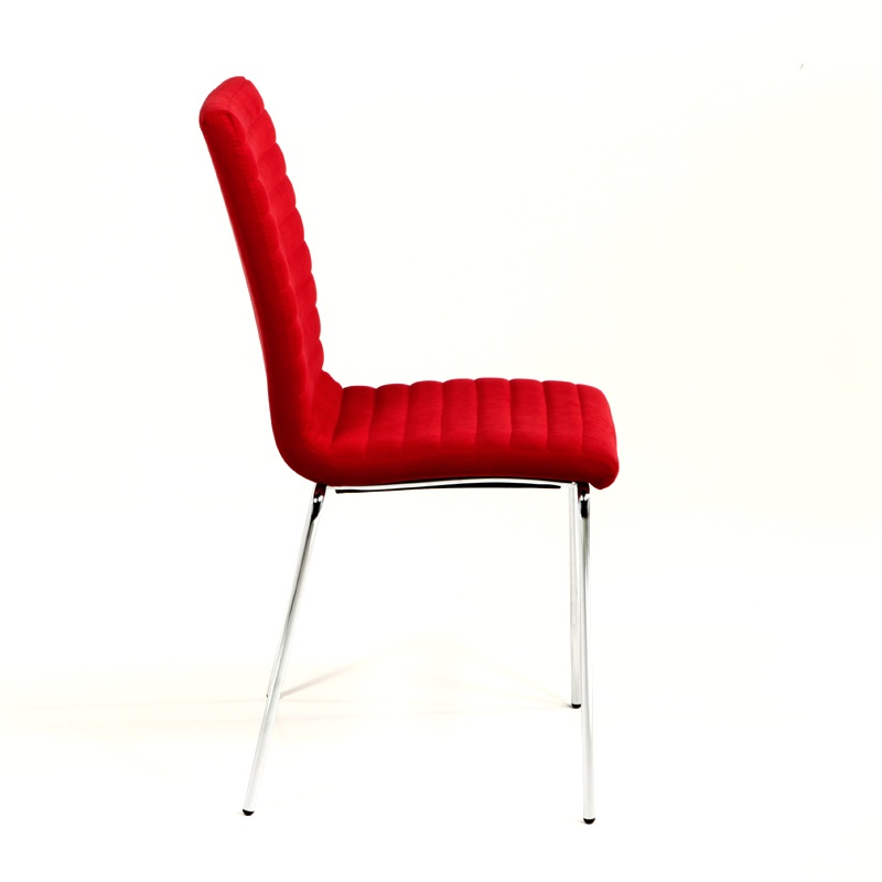 Chaise en tissu rouge et acier chromé - Krono Midj®