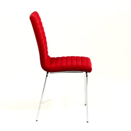 Chaise en tissu rouge et acier chromé - Krono Midj®