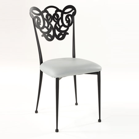 Chaise provençale en métal assise synthétique rembourrée - Milos