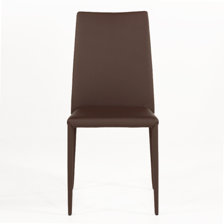 Chaise contemporaine en cuir marron - Bea