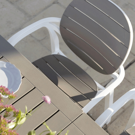 Fauteuil de jardin en polypropylène blanc et taupe - Palma