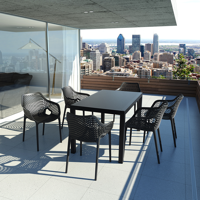 Fauteuil de jardin moderne ajouré en polypropylène noir