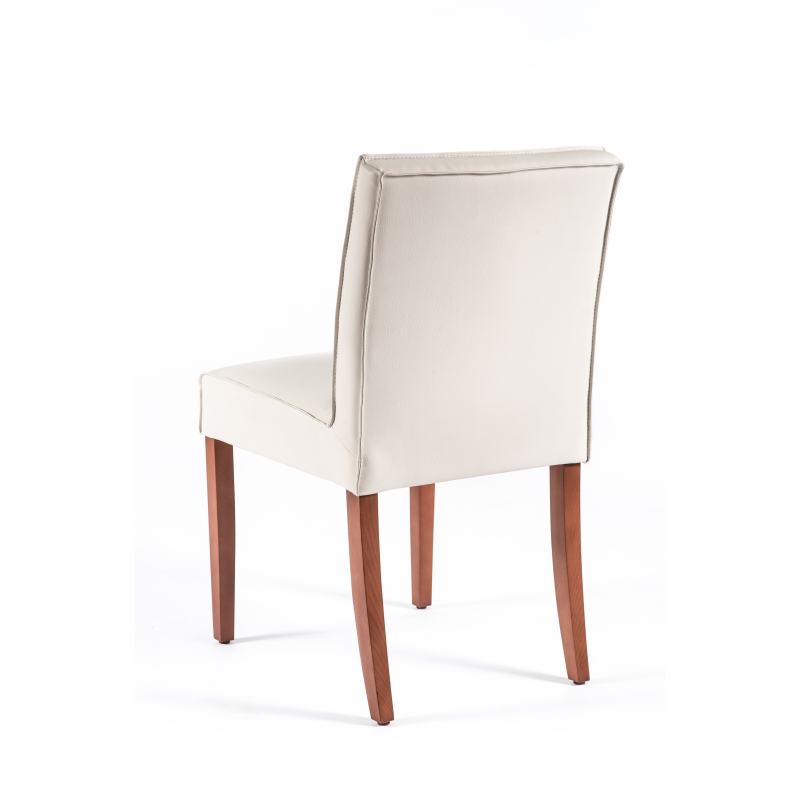 Chaise blanche matelassée en vinyl et bois - Carpe