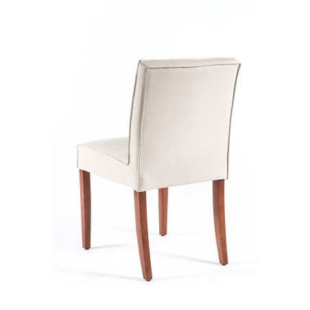 Chaise blanche matelassée en vinyl et bois - Carpe