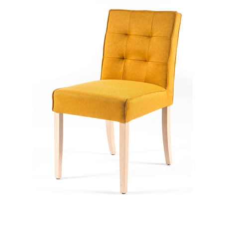 Chaise matelassée en tissu jaune et bois - Carpe