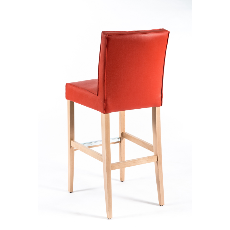 Tabouret de bar matelassé en vinyle et bois - BarCarpe 2