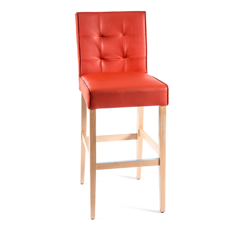 Tabouret bar matelassé en synthétique et bois - BarCarpe 2