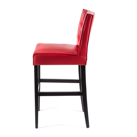 Tabouret bar matelassé contemporain en vinyle et bois noir - BarCarpe 2