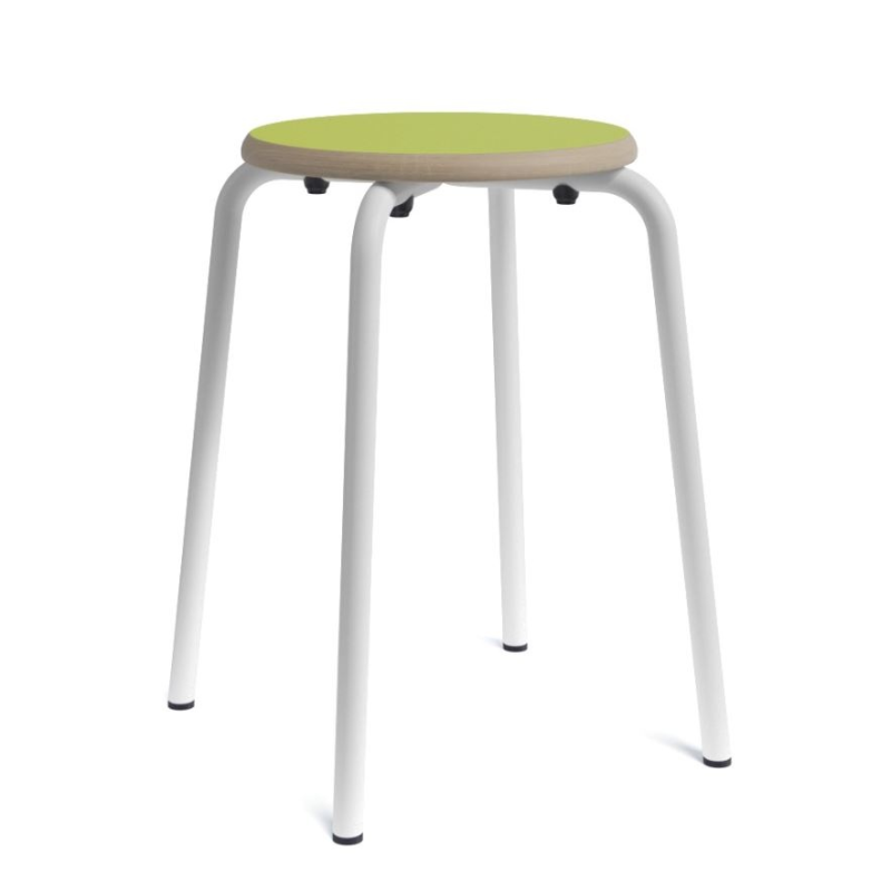 Tabouret bas en métal et bois - Tabcollège