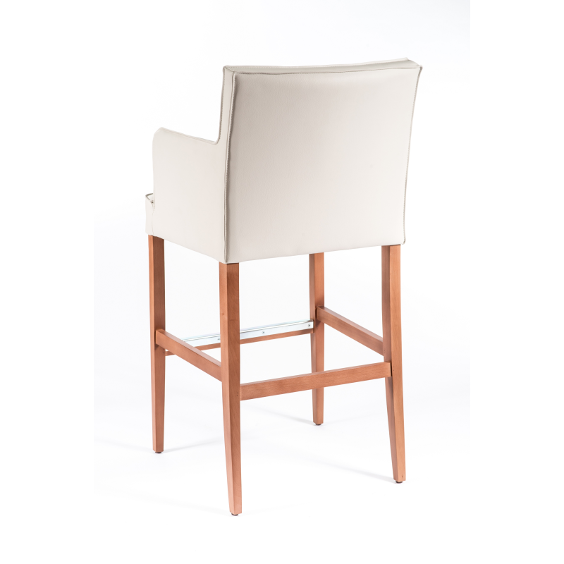 Tabouret bar moderne en vinyle blanc et bois - BarDiem 2