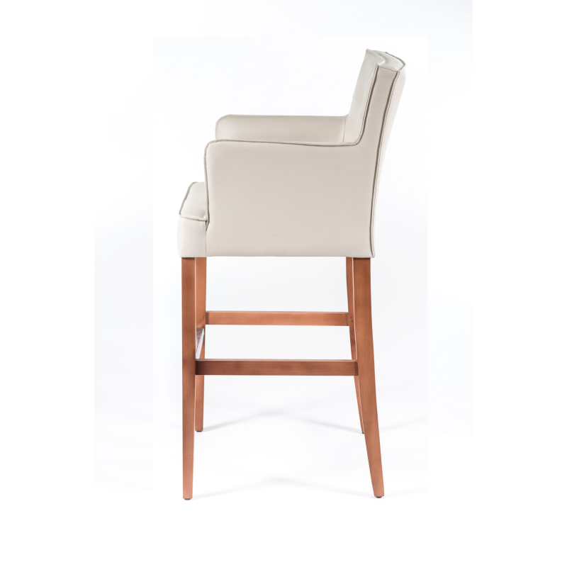 Tabouret bar en vinyle blanc et bois - BarDiem 2