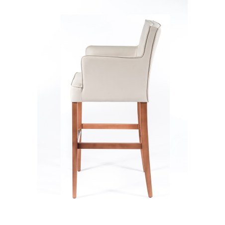 Tabouret bar en vinyle blanc et bois - BarDiem 2