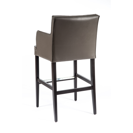 Tabouret bar contemporain en vinyle marron et bois - BarDiem 2