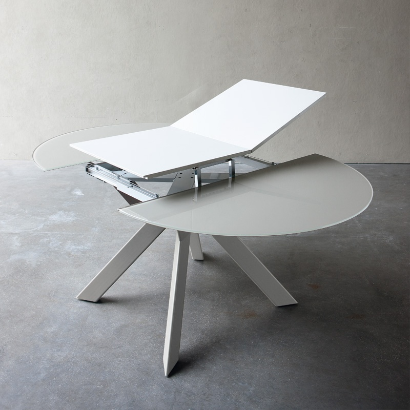 Table ronde design extensible en verre et métal - Zoe rond