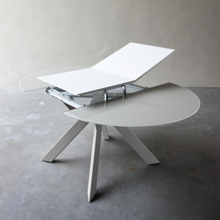 Table ronde design extensible en verre et métal - Zoe rond