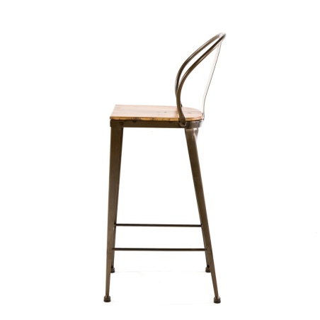 Tabouret style industriel en métal et bois - TB 317