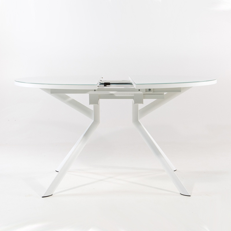 Table ronde en verre avec allonge blanc - Giove