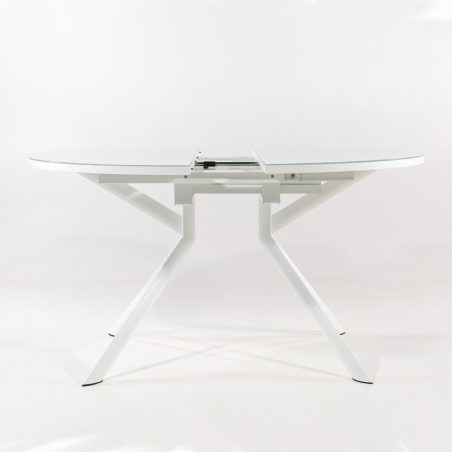 Table ronde en verre avec allonge blanc - Giove