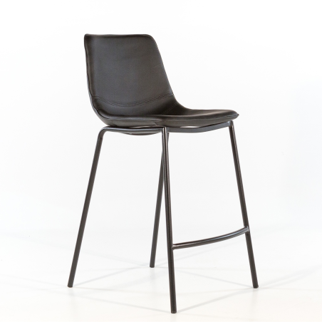 Tabouret coque snack en synthétique noir et pieds en métal - Coque