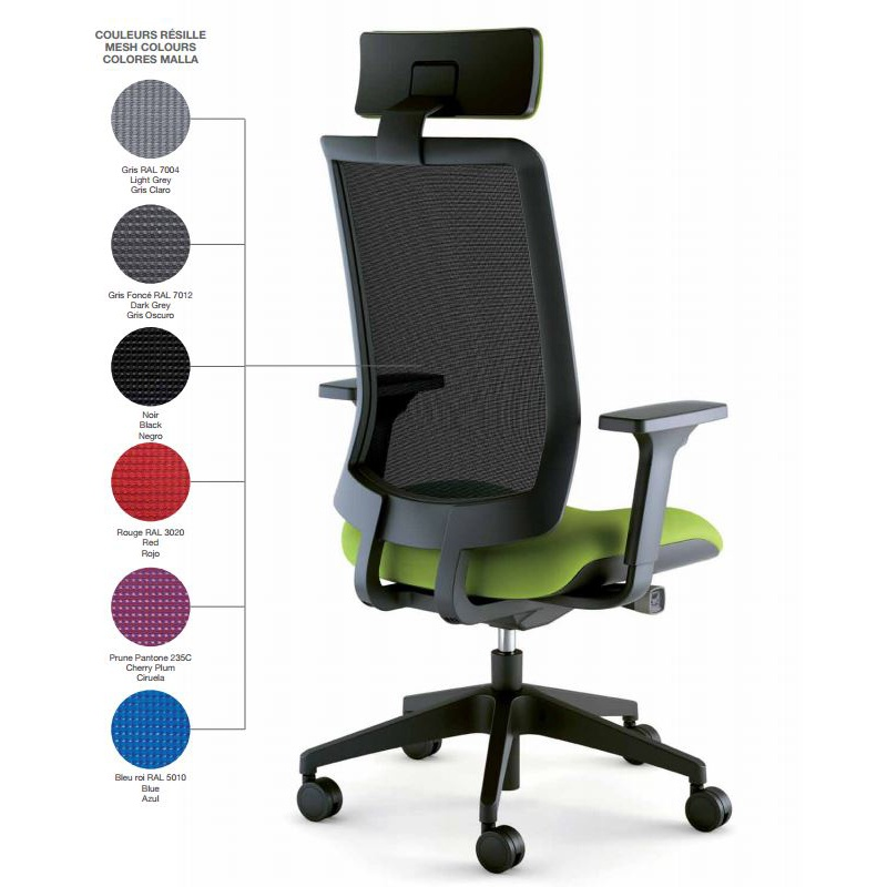 Fauteuil avec dossier en résille et accoudoirs - Wi-Max WR67 3