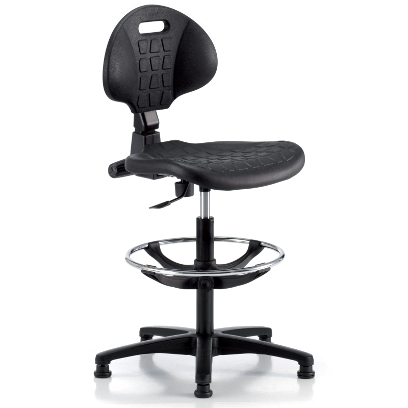 Chaise d'atelier avec repose-pieds sur patins - Tecnik