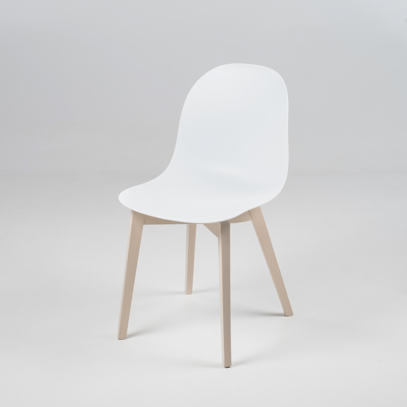 Chaise scandinave en polypropylène blanc et bois - 1665 Academy Connubia 2