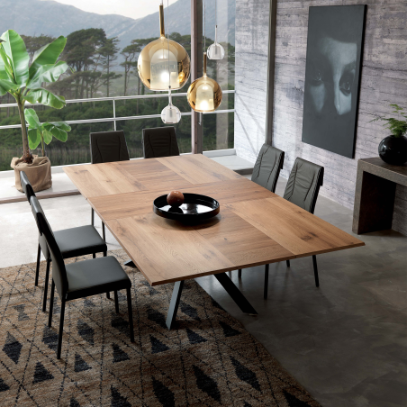 Table design rectangulaire extensible en bois et métal - 4x4 2