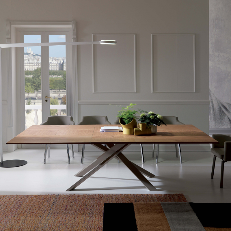 Table design rectangulaire extensible en bois et métal - 4x4 8