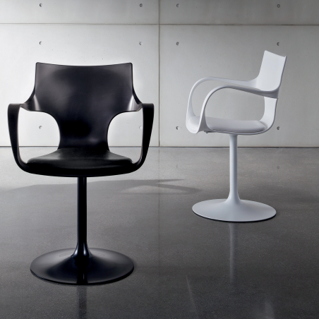 Chaise design pivotante avec accoudoirs en métal et polypropylène noir - Flûte Sovet®