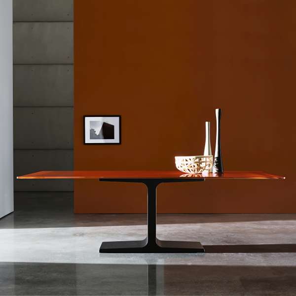 Table de salle à manger design rectangulaire en verre ...