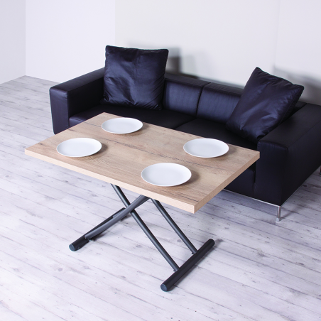 Table relevable en mélaminé chêne naturel N20 pieds graphite 11 - Géniale