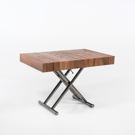 Table relevable extensible en bois piétement noir chromé - Ulisse