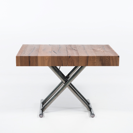 Table relevable extensible en bois piétement noir chromé - Ulisse