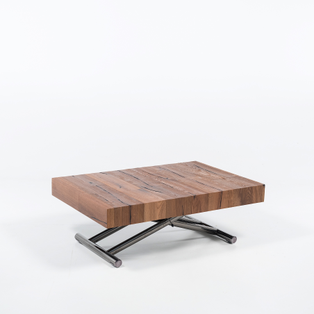 Table relevable extensible en bois piétement noir chromé - Ulisse