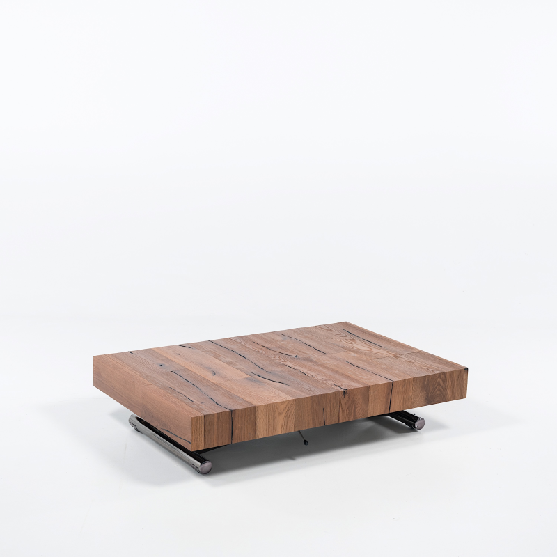 Table relevable extensible en bois piétement noir chromé - Ulisse