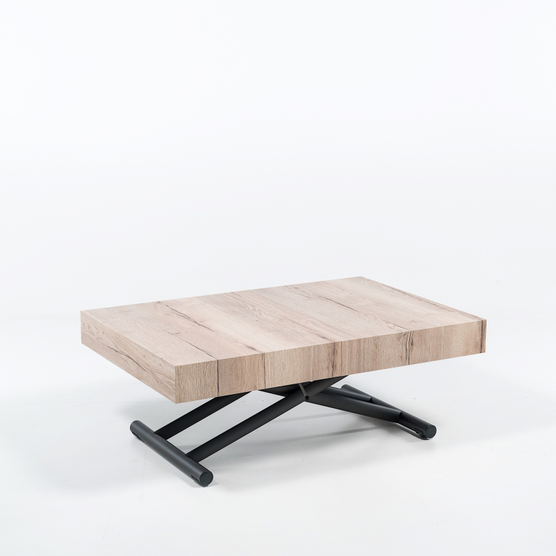 Table basse relevable extensible en mélaminé natural halifax n20 piétement graphite m11 - Ulisse 2