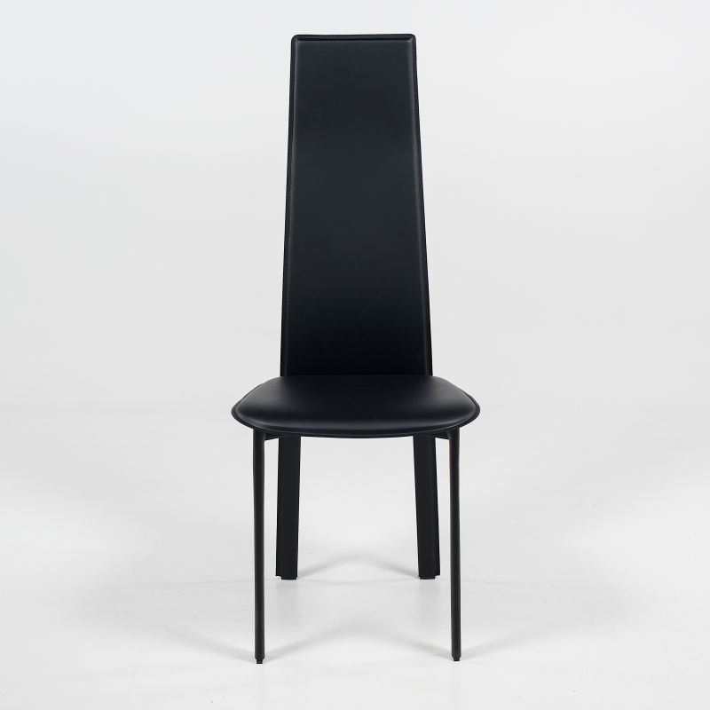 Chaise de salle à manger contemporaine en croûte de cuir - Chris