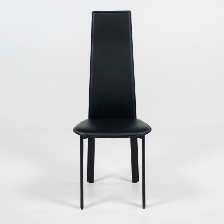 Chaise de salle à manger contemporaine en croûte de cuir - Chris