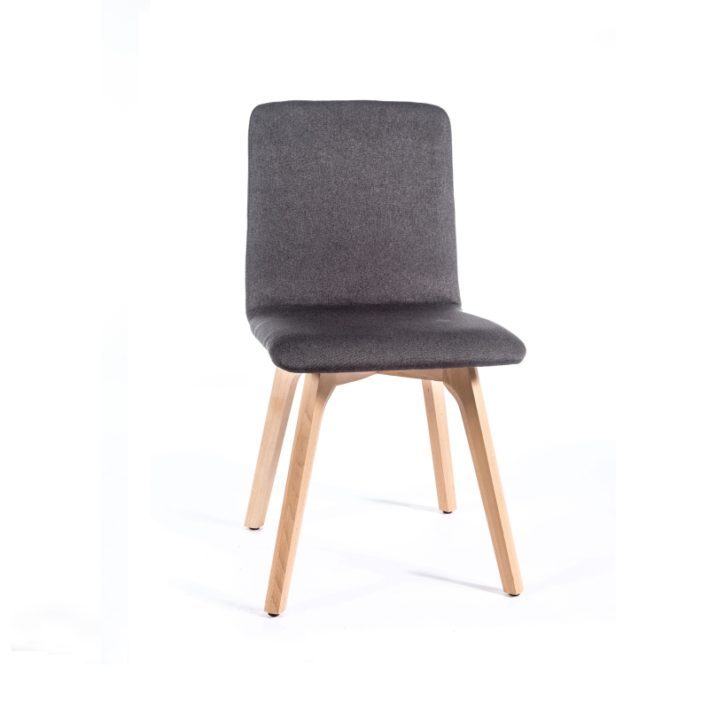 Chaise de salle à manger moderne en tissu et bois - Plaza