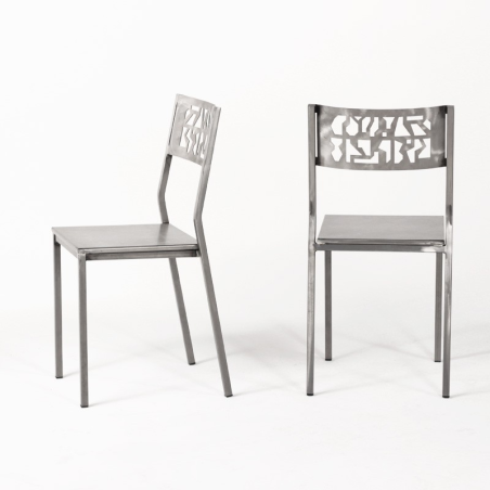 Chaise de cuisine industrielle en métal brossé - Slide