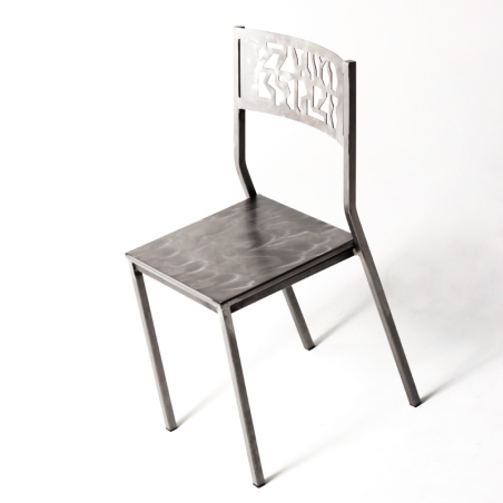 Chaise de cuisine en métal brossé - Slide