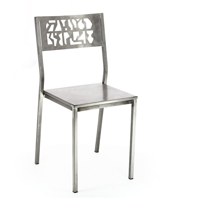 Chaise industrielle en métal brossé - Slide