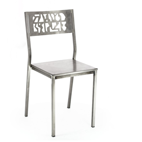Chaise industrielle en métal brossé - Slide