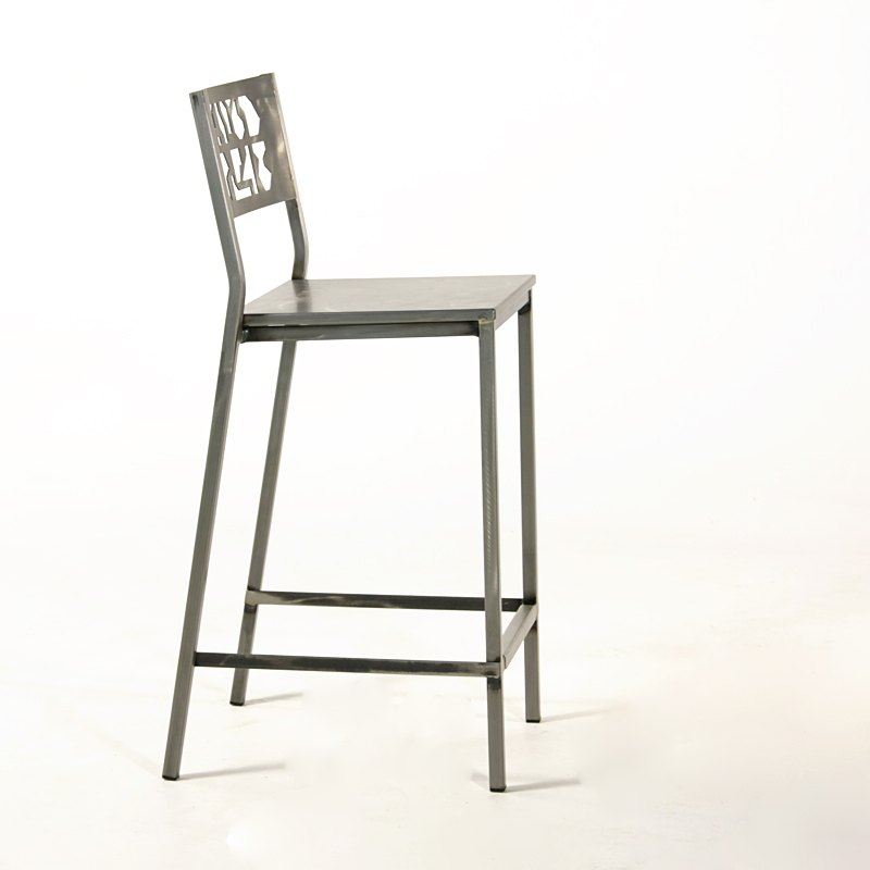 Tabouret snack en métal brossé - Slide Industriel 