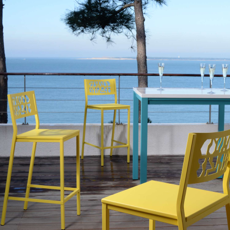 Tabouret hauteur 65 cm en métal jaune - Slide Industriel